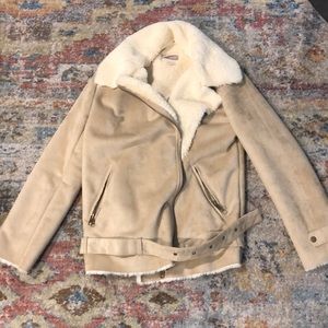 Nude Faux suede shearling jacket
